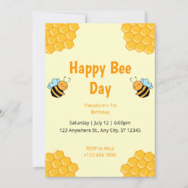 Feliz Día de la Abeja Bumble Invitación a fiesta d