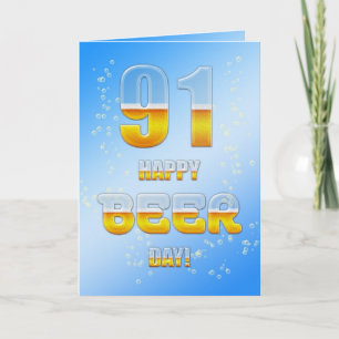 Feliz Día de la Cerveza 91ª tarjeta de cumpleaños