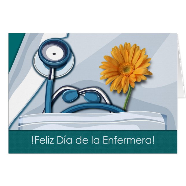 Feliz Día de la Enfermera. Tarjeta del día de enfe (Anverso (Horizontal))