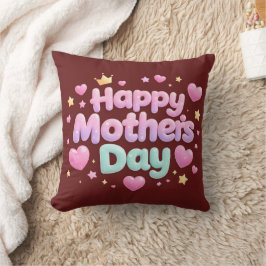 Feliz Día de la Madre Almohada con Letras Burbuja 