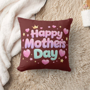 Feliz Día de la Madre Almohada con Letras Burbuja 