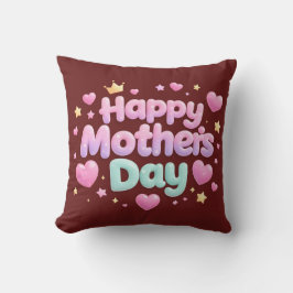 Feliz Día de la Madre Almohada con Letras Burbuja 