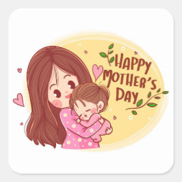 Feliz Día de la Madre Calcomanía cuadrada