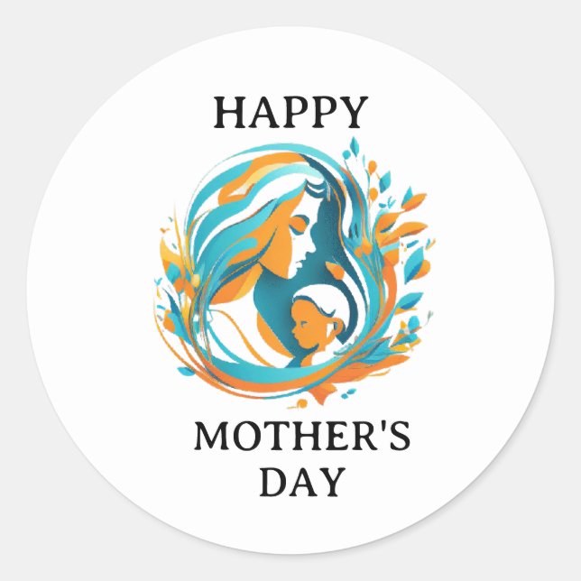 Feliz Día de la Madre Clásica Pegatina de Ronda Vi (Anverso)