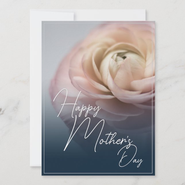 Feliz Día de la Madre con Rosa Rosa Grande (Anverso)