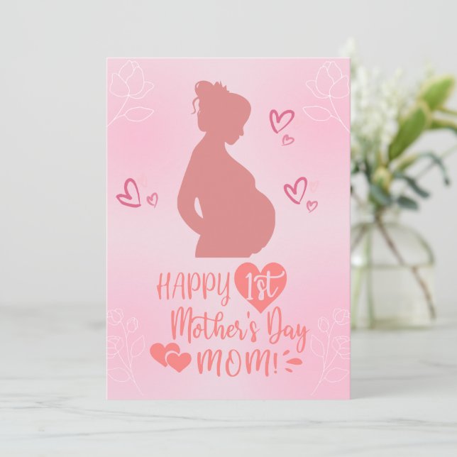 Feliz Día de la Madre con tarjeta de mamá embaraza (Anverso de pie)