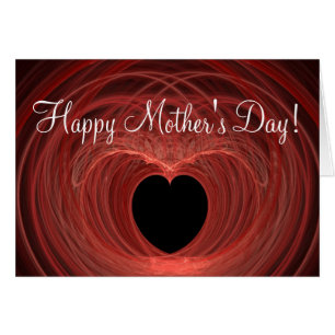 Feliz Día de la Madre Corazón en Espiral Rojo y Ne