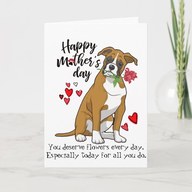Feliz Día de la Madre de tu tarjeta de perro Boxer (Anverso)