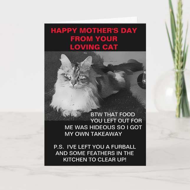 Feliz día de la madre desde la tarjeta del gato (Anverso)