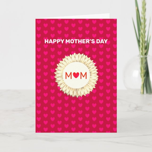 Feliz Día de la Madre en tarjeta roja (Anverso)