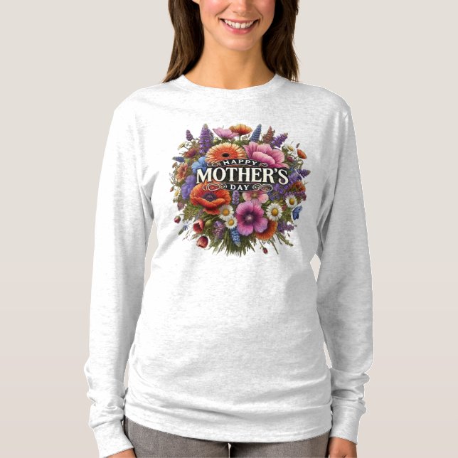 "Feliz Día de la Madre Flor salvaje camiseta de ma (Anverso)