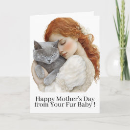 Feliz Día de la Madre Gato Mamá Gatito Tarjeta De