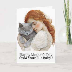 Feliz Día de la Madre Gato Mamá Gatito Tarjeta De