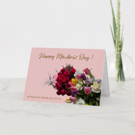 Feliz Día de la Madre, hermosas flores y oro