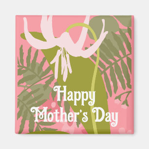 Feliz Día de la Madre imán floral rosa