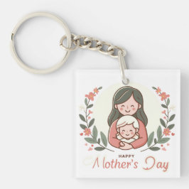 Feliz Día de la Madre - Llavero Floral del Abrazo 