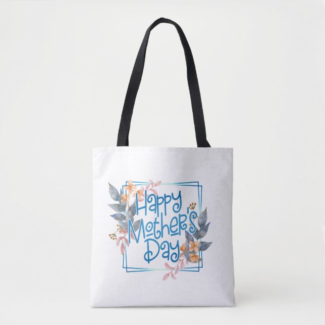 Feliz Día de la Madre Marco floral | Bolsa de Tote (Anverso)
