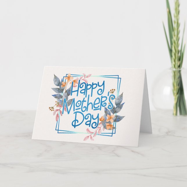 Feliz Día de la Madre Marco floral | Tarjeta media (Anverso)