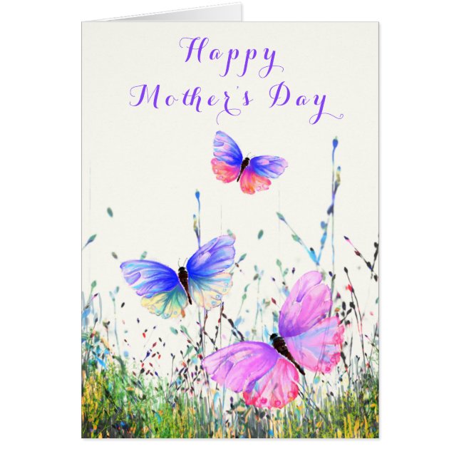 Feliz Día de la Madre Mariposas volando primavera (Frente)
