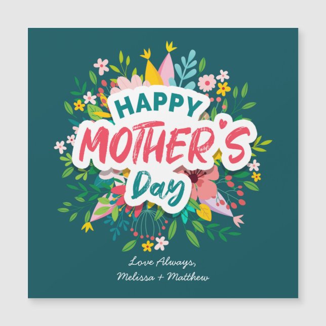 Feliz Día de la Madre Moderna Floral Personalizada (Anverso)
