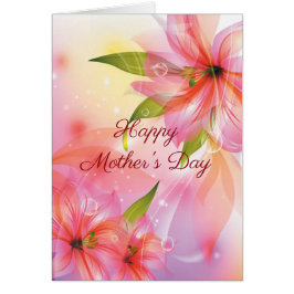 Feliz Día de la Madre Pink Floral 5x7 Tarjeta