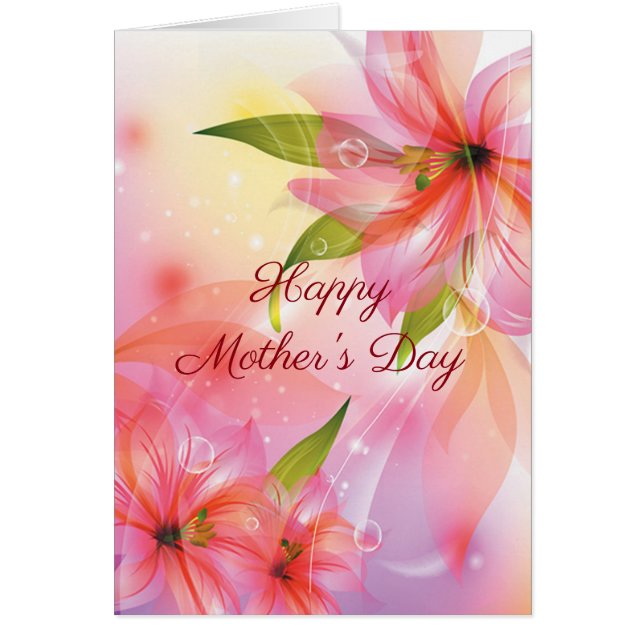 Feliz Día de la Madre Pink Floral 5x7 Tarjeta (Frente)