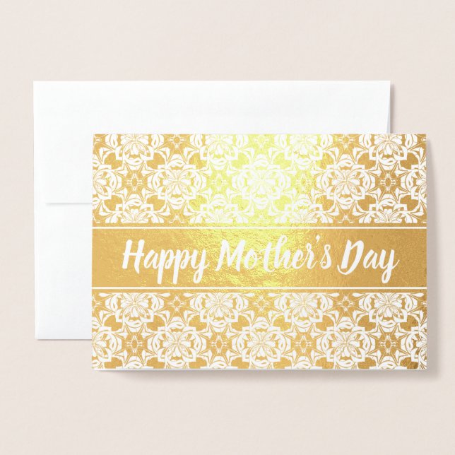 Feliz Día de la Madre Plantilla de texto de oro el (Anverso con sobre)