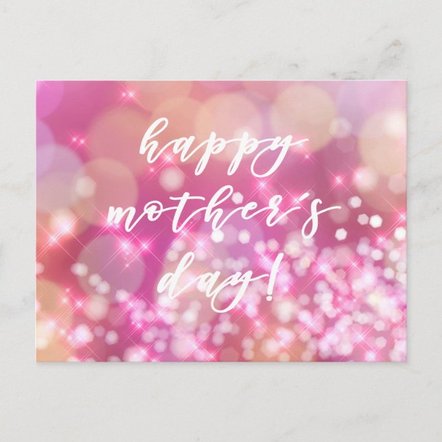 ¡Feliz Día de la Madre! Postal Glam Pink Sparkles (Anverso)