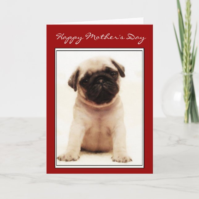 Feliz Día de la Madre Pug tarjeta de saludo de cac (Anverso)