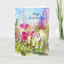 Feliz Día de la Madre, tarjeta de acuarela floral