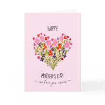 "Feliz Día de la Madre" Tarjeta de Corazón de Flor