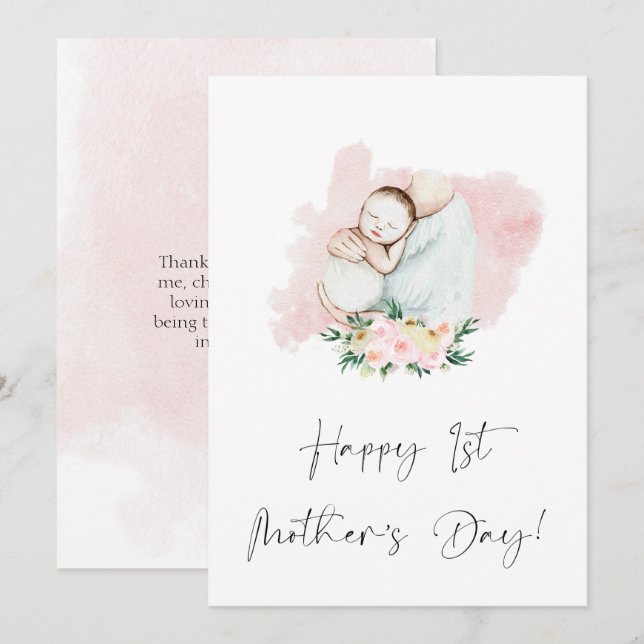 Feliz Día de la Madre Tarjeta de Fiesta Rosa Flora (Anverso / Reverso)