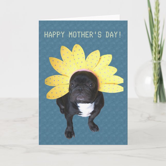 Feliz Día de la Madre Tarjeta de Flor de Bulldog F (Anverso)