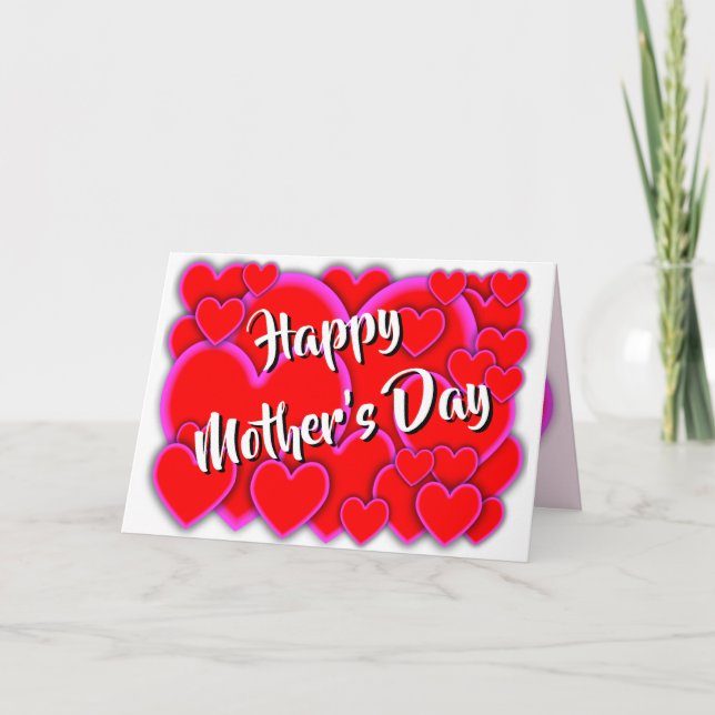 Feliz Día de la Madre Tarjeta de Muchos Corazones (Anverso)