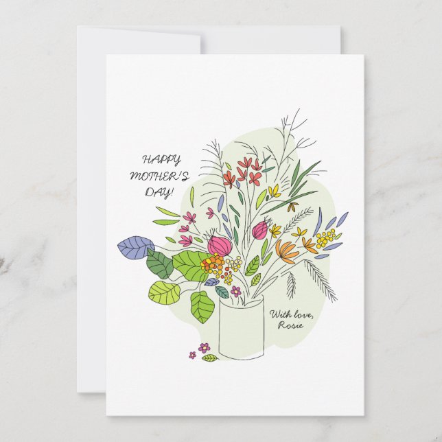 Feliz Día de la Madre Tarjeta de Navidad floral di (Anverso)