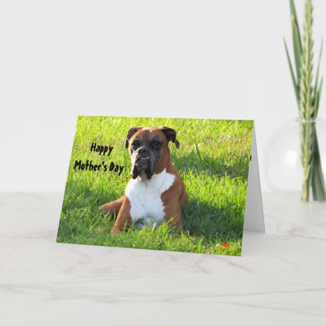 Feliz Día de la Madre... Tarjeta de perro Boxer (Anverso)