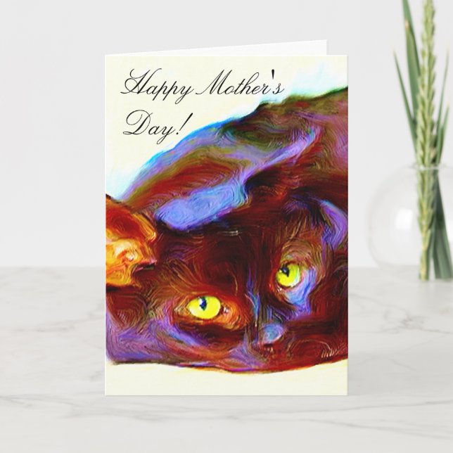 Feliz día de la madre, tarjeta de saludo de gato n (Anverso)