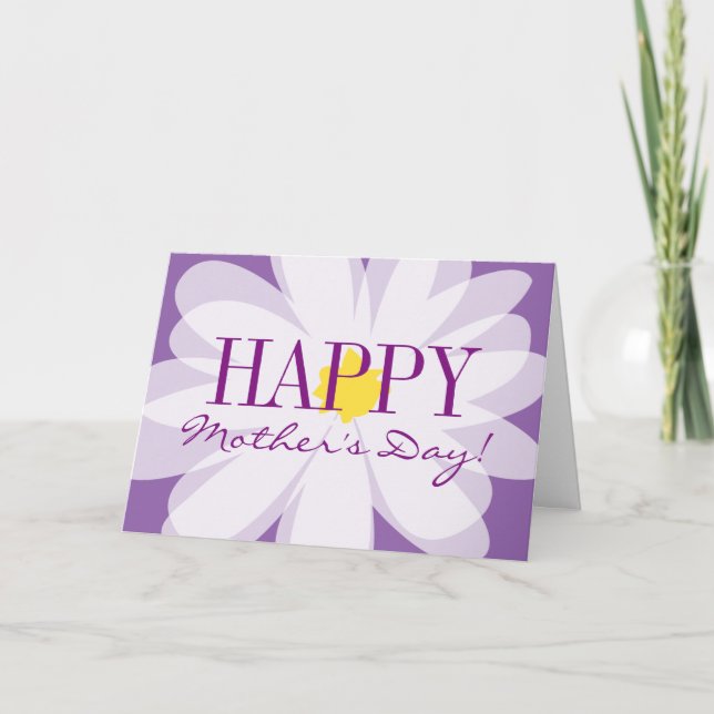 Feliz Día de la Madre tarjeta de saludo floral púr (Anverso)