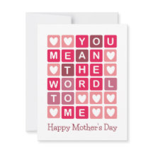 Feliz Día de la Madre Tarjeta de Trabajo