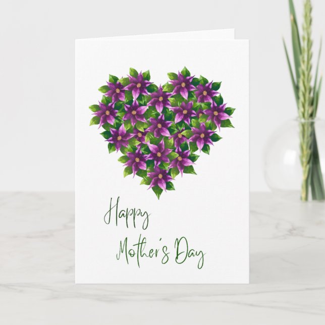 Feliz Día de la Madre Tarjeta Floral de Acuarela (Anverso)