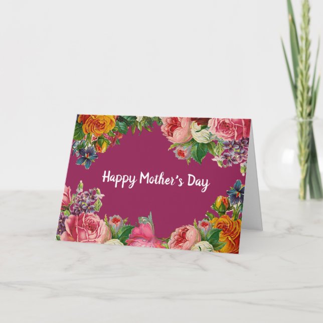 Feliz Día de la Madre Tarjeta Floral de Rosas Bouq (Anverso)