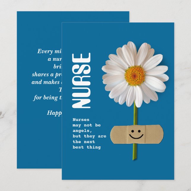 Feliz Día de las Enfermeras. Tarjeta de saludo pla (Anverso / Reverso)