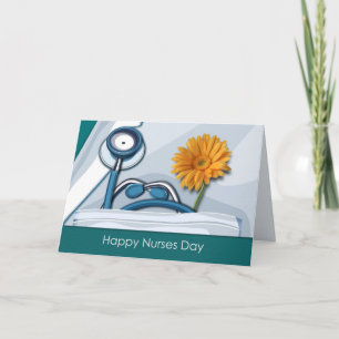 Feliz Día de las Enfermeras. Tarjeta Stethoscope y