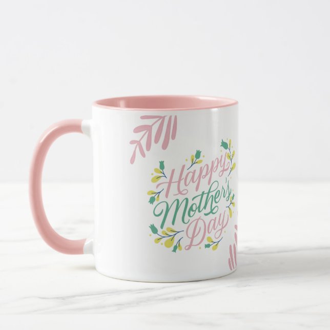 Feliz día de las madres imprimiendo una taza rosa (Izquierda)