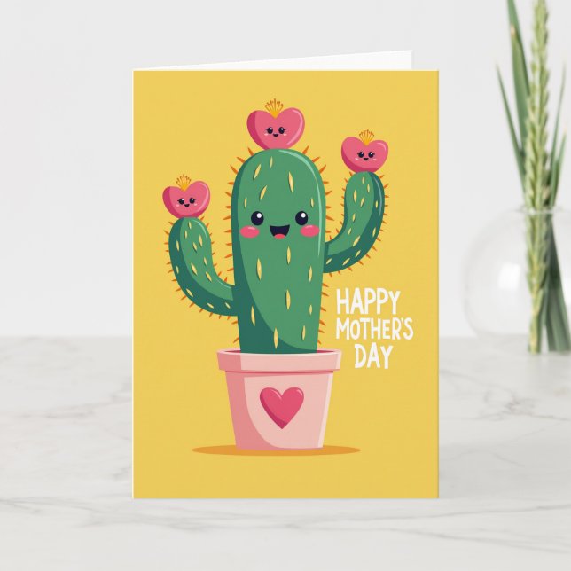 Feliz Día de las Madres Tarjeta Cactus (Anverso)