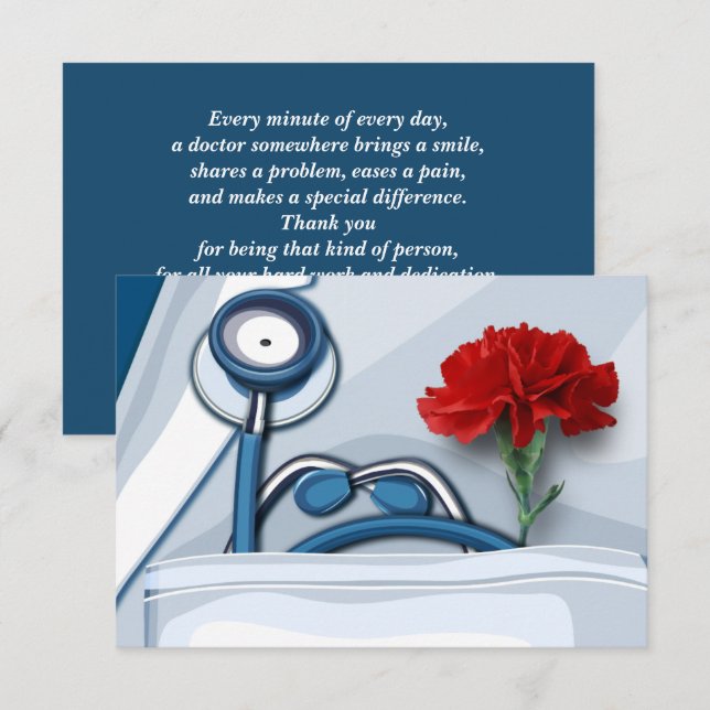 Feliz Día de los Médicas. Tarjetas planas de carna (Anverso / Reverso)