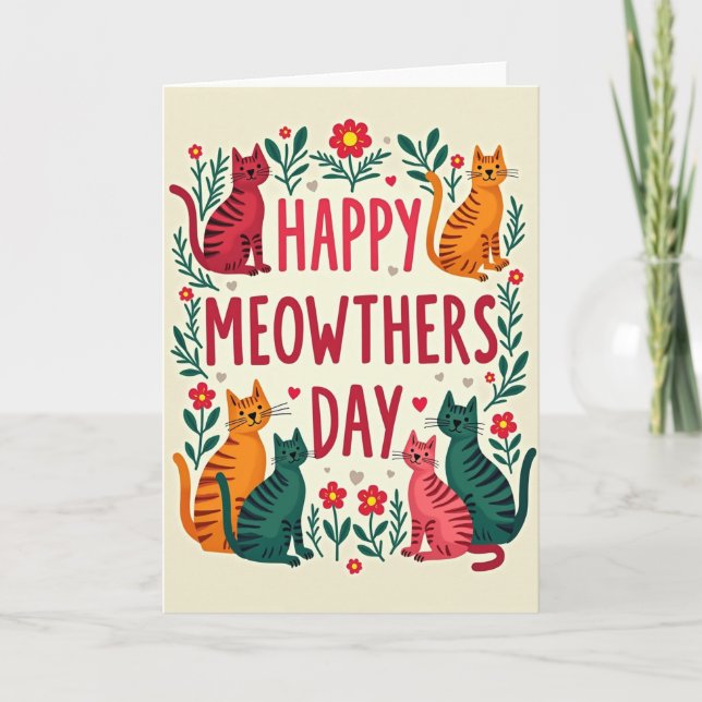 Feliz Día de los Michis Tarjeta de Gatos (Anverso)