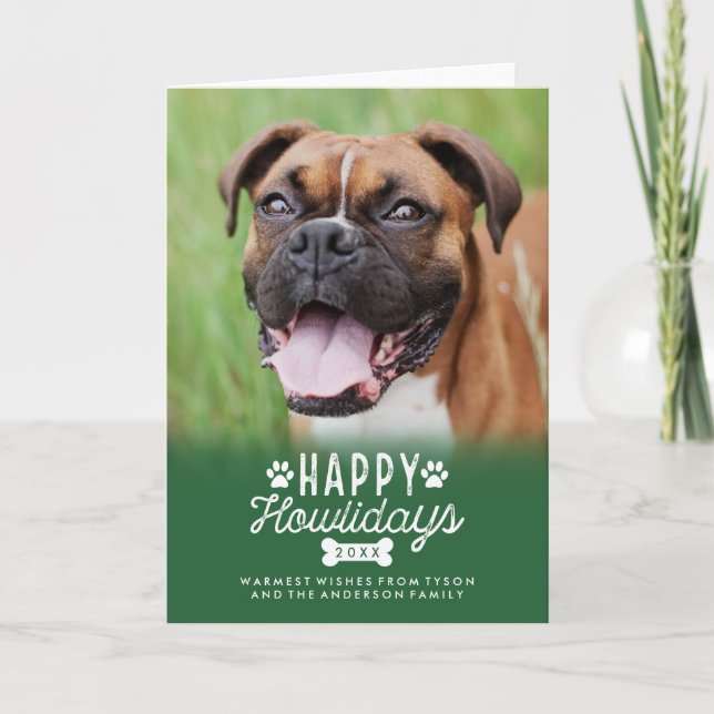 Feliz Día de los Navidades Dog Tarjeta de foto dob (Anverso)