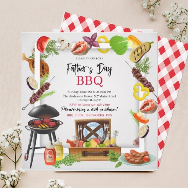 Feliz día de los padres bbq acuarela Invitación (Subido por el creador)