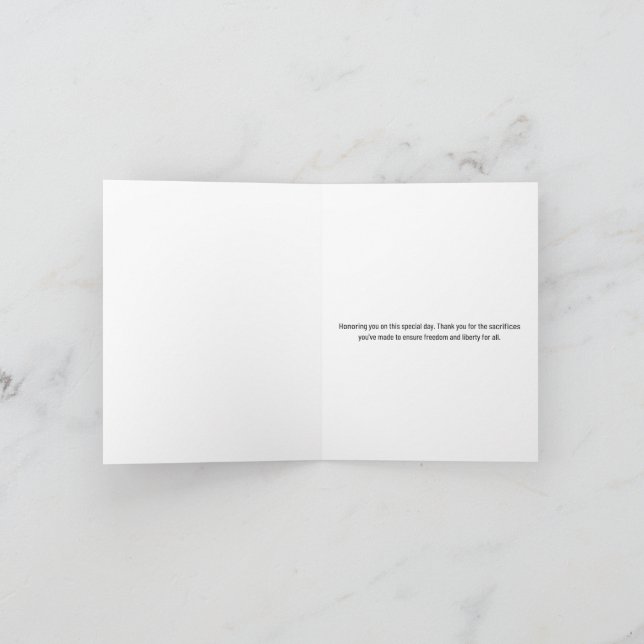 Feliz Día de los Veteranos Tarjeta de agradecimien (Interior)